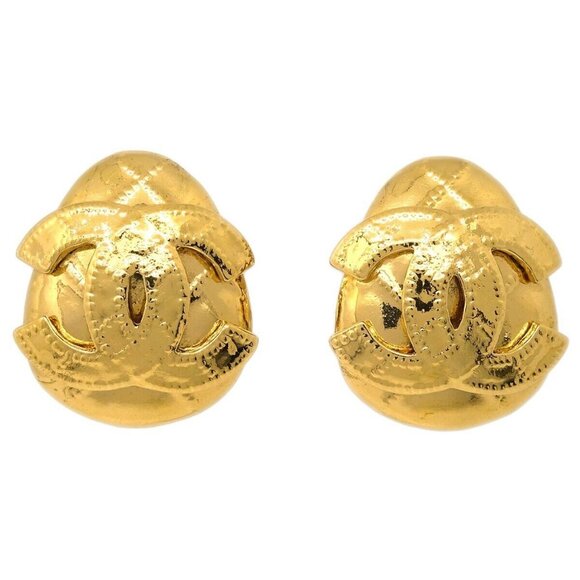 authenticity guaranteed Chanel Earrings Clip-On Gold - Picture 1 of 5